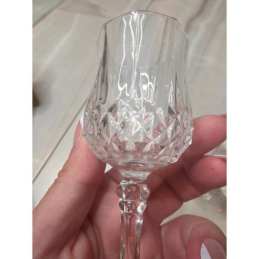 Set of 6 Crystal Cordial Glasses Diamond Cut‎ Stemmed Liqueur Aperitif 4.5 inch